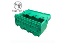 Caixas de armazenamento plásticas verdes recicladas com as tampas articuladas, recipiente unido 500 x 330 x 236mm das tampas