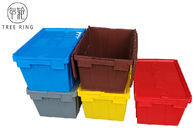 Caixa plástica não dobrável colorida com tampas unidas, X.400 plástico empilhável X dos escaninhos de armazenamento 600 320 milímetros