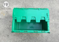Caixas de armazenamento plásticas verdes recicladas com as tampas articuladas, recipiente unido 500 x 330 x 236mm das tampas